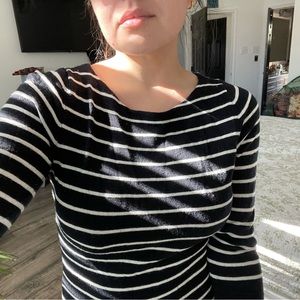 The Limited Black Stripped Dress Midi